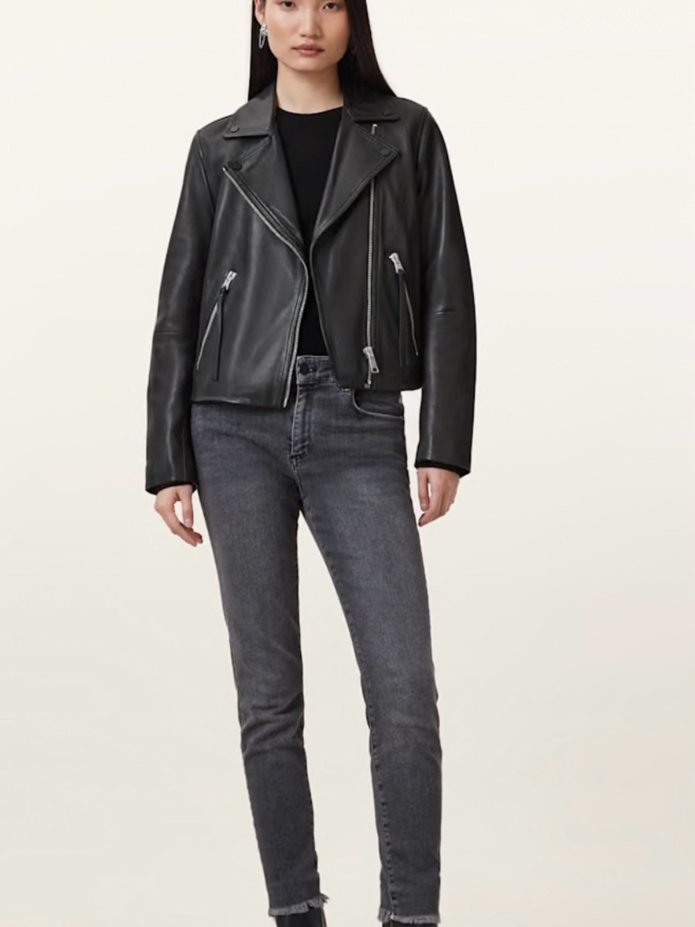 All Saints Dalby Slim Fit Biker Leather Jacket